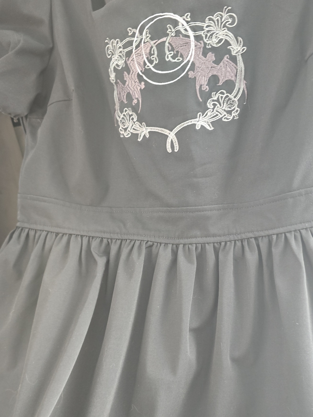 Disturbia Vampyrum Bat Embroidered Puff Sleeve Mini Dress Size US 8 - Picture 7 of 9